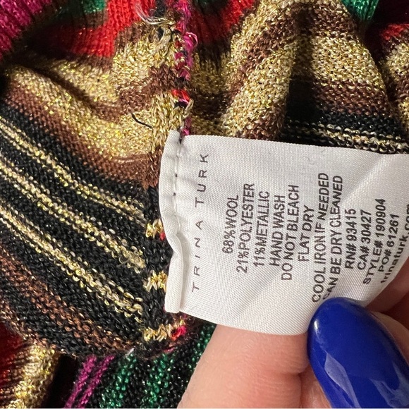 Trina Turk Metallic Stripe Dolman Sweater Sixe L - Picture 5 of 6